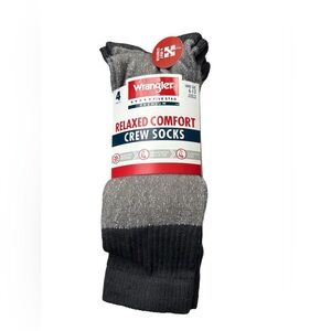 Wrangler Relaxed Comfort Crew Socks 4 Pack Gray Size 6-12